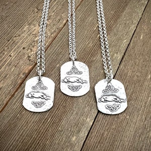Patience - Greyhound Medium Pendant - Sterling Silver - Necklace Charm - Heavy Gauge Rolo Cable Chain - Ready to Ship