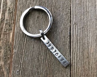 Greyhound Tattoo Keyring - Handstamped Charm - Keychain - Sterling Silver with Stainless Steel - Made to Order