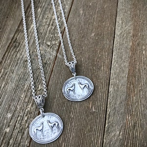 Two of a Kind Greyhound Pendant Necklace Fine & Sterling Silver Two Greyhounds Heavy Gauge Thick Rolo Chain Cable Made to Order image 10