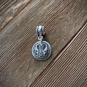 Greyhounds Crest Fine Silver Large Hole Charm Pendant Two Greyhounds Ready to Ship image 2