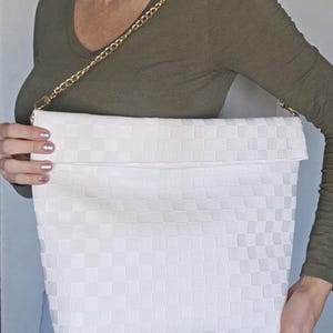 Bolso grande, cartera plegable, cartera de piel sintética, cartera a cuadros blanca, regalo para ella, bolso de boda, cartera de noche, regalo para mamá, guepardo