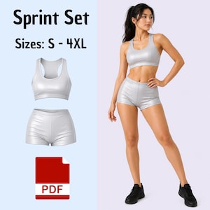 Sprint Set PDF Sewing Pattern | Sports Bra & High Waist Shorts | Women's Activewear Pattern | XXS–4XL | Instant Download