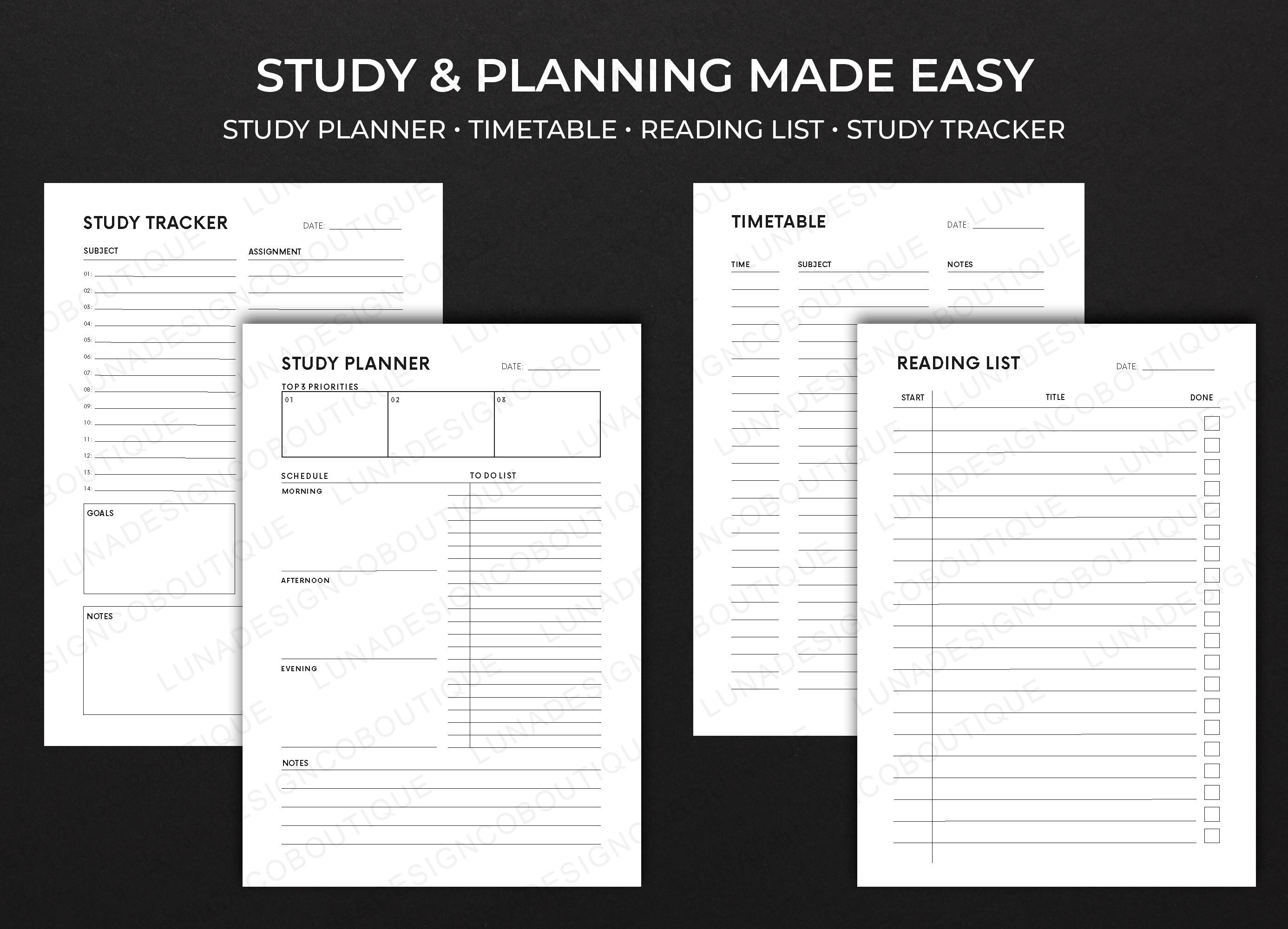 Study Planner Bundle Printable PDF | Daily and Weekly Study Planner ...