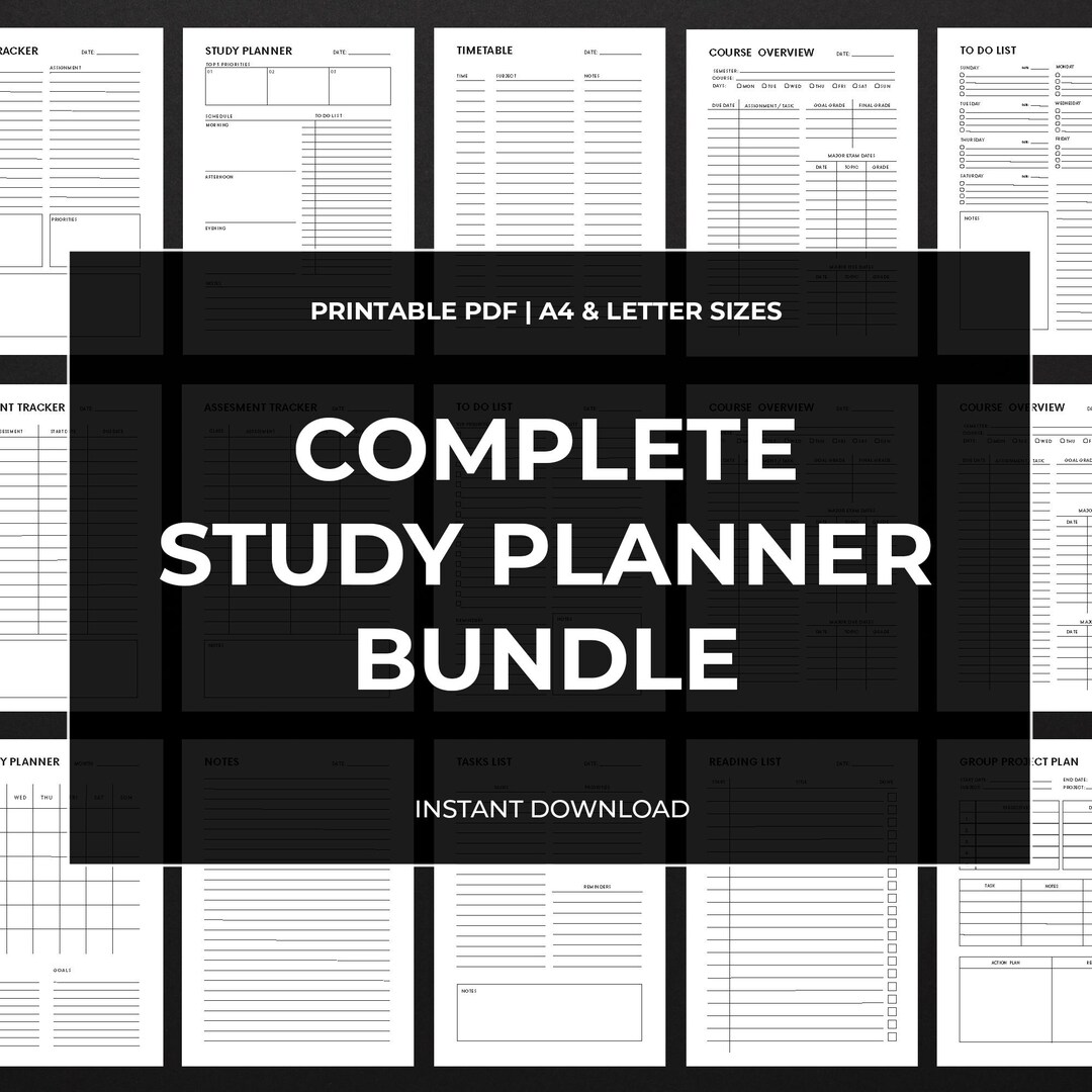 Study Planner Bundle Printable PDF | Daily and Weekly Study Planner ...