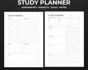 Studienplaner Printable (2 Layouts) | Tagesplaner & Aufgabenplaner | Studenten-Planer PDF | 2 Größen