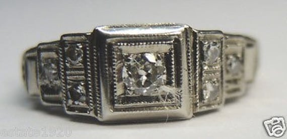 Antique Diamond White Gold Engagement Ring | RE: … - image 1