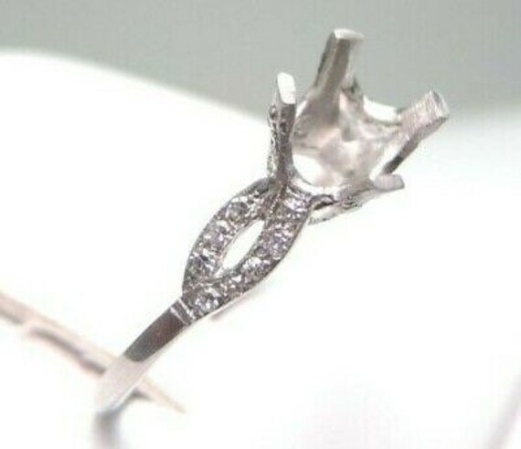 Antique Diamond Platinum Engagement Ring Setting … - image 5