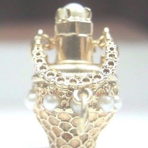 Retro Estate Pearl Perfume Charm 14K Yellow Gold Movable  1.5" x 0.7" 11.3 Grams