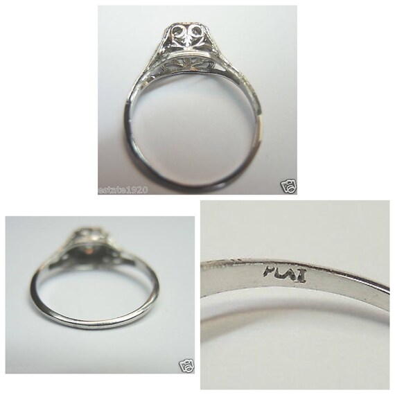 Antique Diamond Platinum Art Deco Engagement Ring - image 4