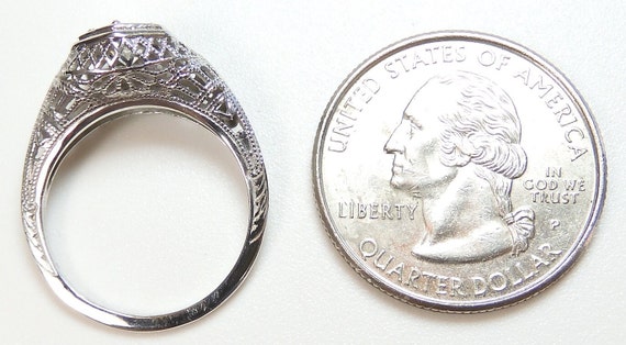 Antique 1920's Diamond Filigree Engagement Ring S… - image 9