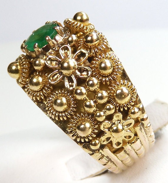 Antique Art Deco 1920's Colombian Emerald Ring Si… - image 6