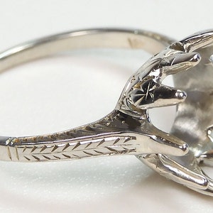 Art Deco Engagement Mounting Setting Hold 9MM - 12 MM Ring Size 4.5 UK-I 18KW Circa 1920's