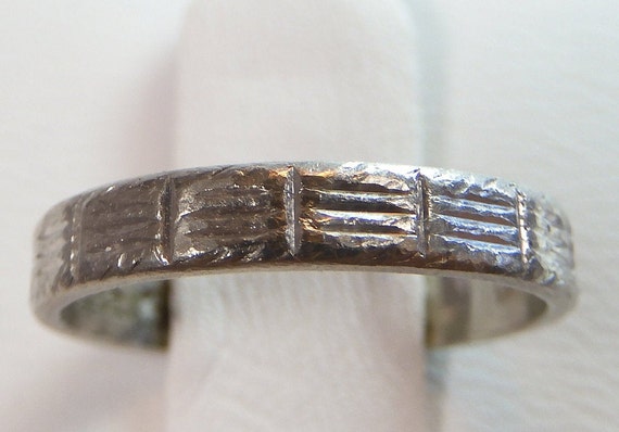 Antique Art Deco Vintage Wedding Band Platinum Fi… - image 8