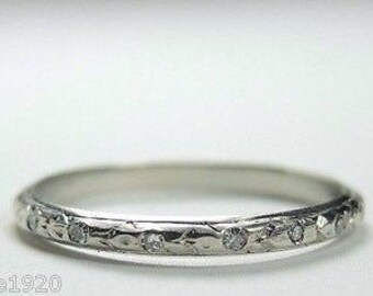 Anillo de bodas de eternidad en platino con diamantes antiguos, talla 7,5 UK-O1/2 / RET-235