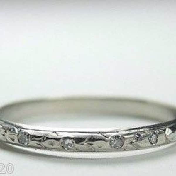 Antique Diamond Platinum Eternity Wedding Band Ring size 7.5 UK-O1/2 | RET-235