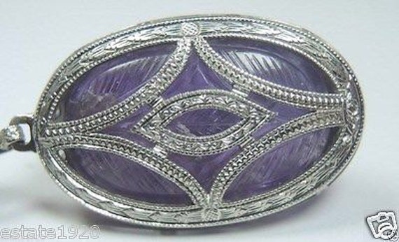 Antique Art Deco Vintage Amethyst Diamond Rock Cr… - image 6