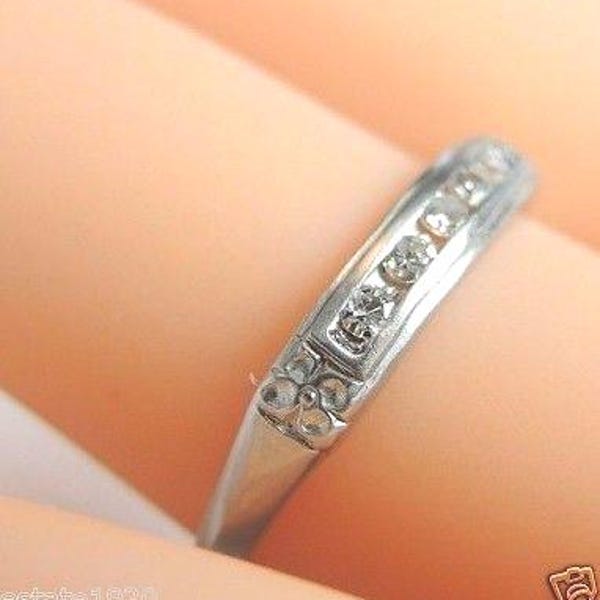 Antique Art Deco Diamond Platinum Eternity Wedding Band Ring Size 6.25 | RE-261