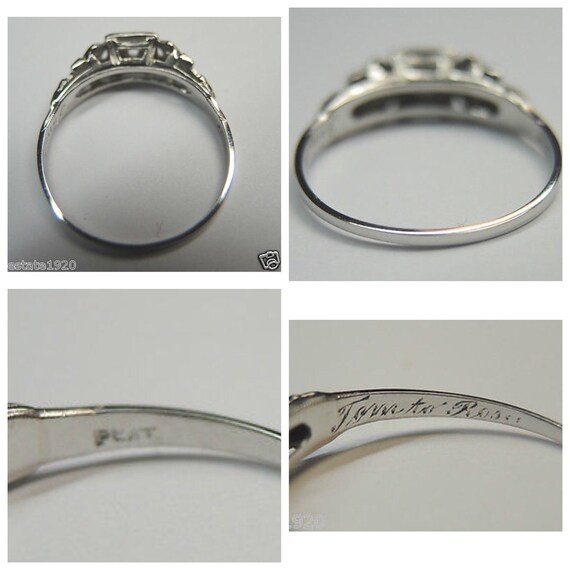 Antique Diamond Platinum Art Deco Engagement Ring… - image 4