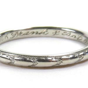 Antique 1920&#39;s Orange Blossom Traub Wedding Band 18KW Ring Size 6 UK-L1/2 2.16MM