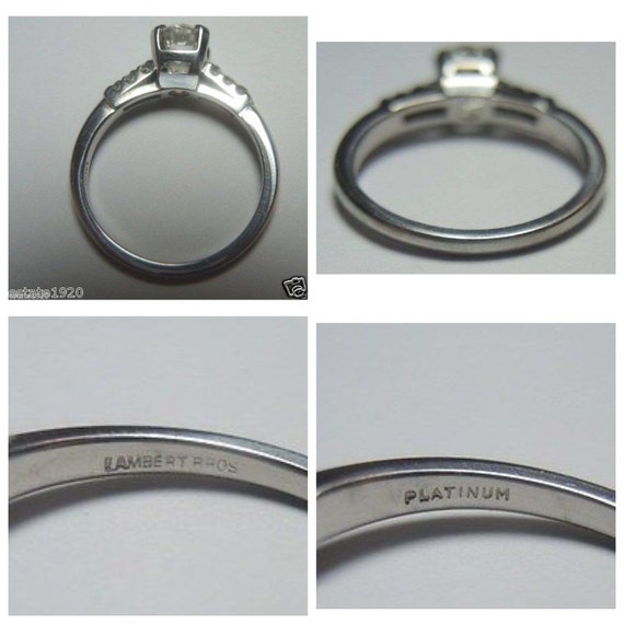 Antique Art Deco Diamond Platinum Engagement Ring… - image 4