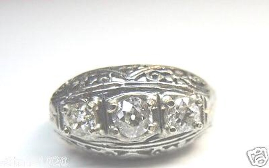 Antique Vintage Art Deco Diamond White Gold Engagement | Re: 715