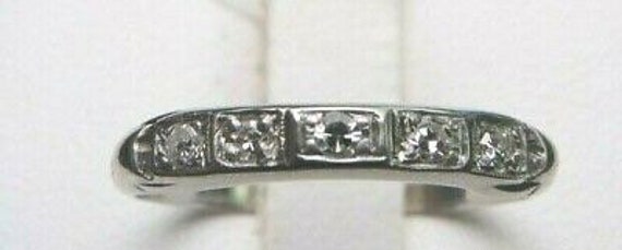 Antique Art Deco Vintage Diamond Wedding Band | R… - image 3