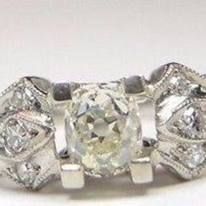 Antiguo Art Deco Vintage Diamond Platinum Anillo de Compromiso Tamaño 6.75 UK-N Egl Usa Gem ID Card Tasación Incluida / RE-942