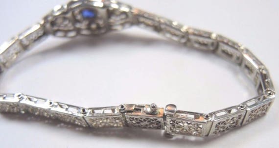 Art Deco Antique Vintage Diamond Filigree Bracele… - image 5