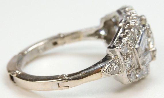 Antique 1920's Diamond Engagement Ring Platinum 1… - image 4