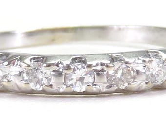 Antik Art Deco vigselring i platina med diamanter från 1920-talet, storlek 9 UK-R1/2 EGL USA rhet-327
