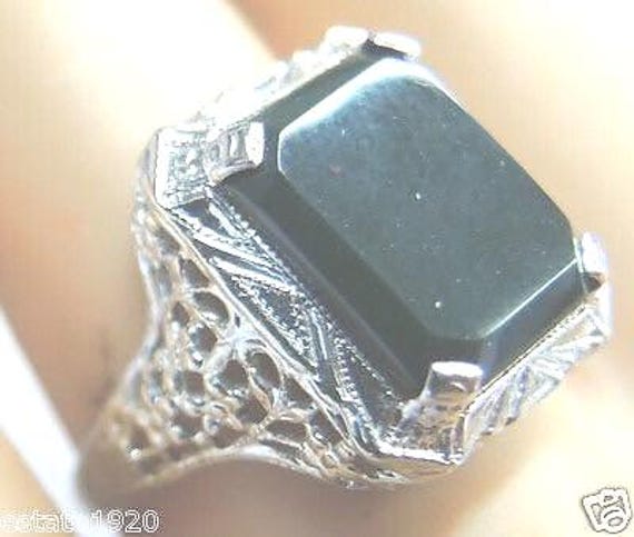 Antique Art Deco 1920's 10KW Gold Bloodstone Ring Size 6 UK-L1/2