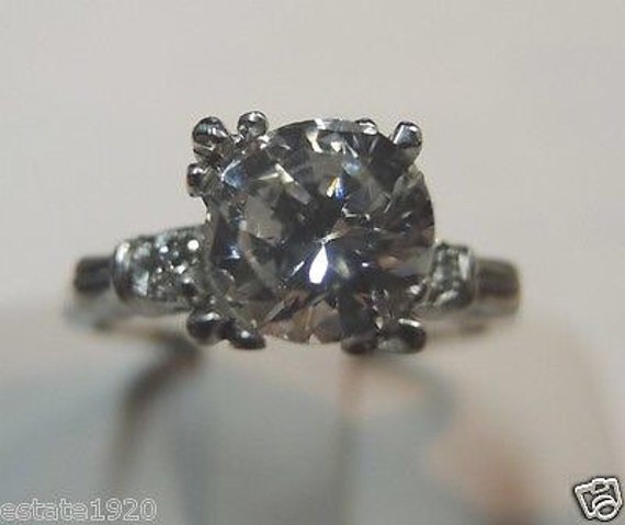 Antique Diamond Platinum Engagement Ring Setting … - image 2