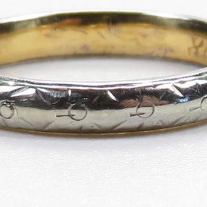 Antique 1900&#39;s Wedding Band 22Ky/18Kw MFG LB Ring Size 4.5 UK-I Width 2.86 mm