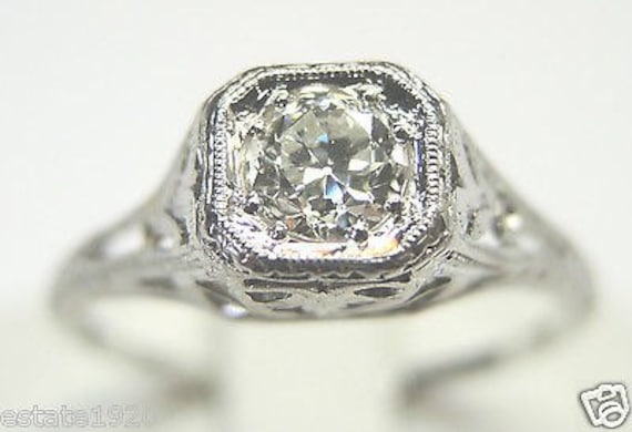Antique Diamond Platinum Art Deco Engagement Ring - image 1