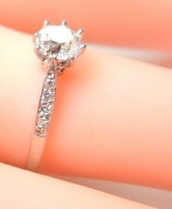 Antique Diamond Platinum Art Deco Engagement Ring… - image 3