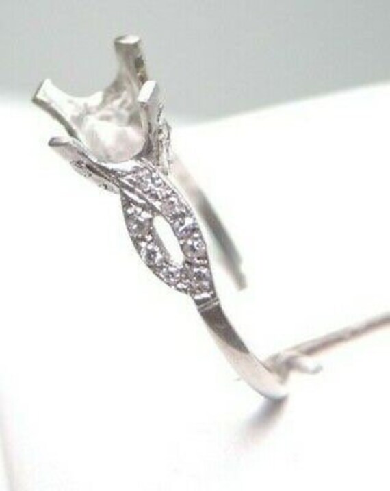 Antique Diamond Platinum Engagement Ring Setting … - image 4