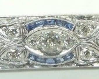Antique Art Deco Vintage Diamond Brooch Pin  Platinum