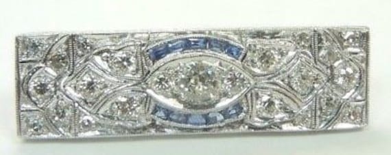 Antique Art Deco Vintage Diamond Brooch Pin  Plat… - image 1