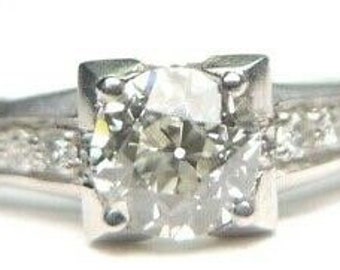 Antique Art Deco Vintage Platinum Diamond Engagement Ring | RE-1081