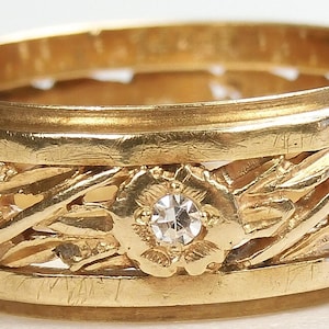 Antique 1920&#39;s Diamond Wedding Band 14K Rose Gold Ring Size 6.5 UK-M1/2 EGL USA Conflict Free Diamonds ret-318