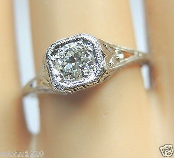 Antique Diamond Platinum Art Deco Engagement Ring - image 2