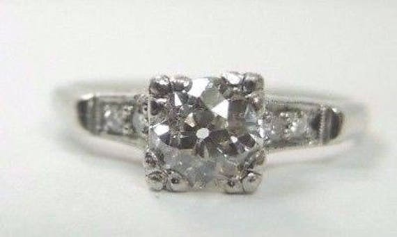 Antique Deco European Diamond Platinu Engagement … - image 1