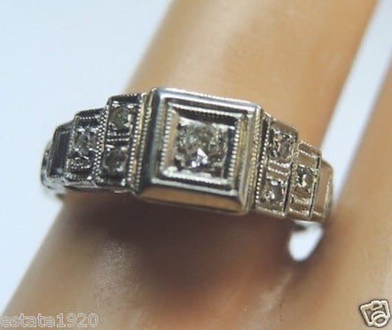 Antique Diamond White Gold Engagement Ring | RE: … - image 2