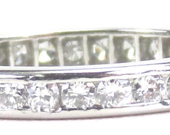 Antique Art Deco 1920's Wedding Eternity Platinum Band Ring Size 6.5 UK-M1/2