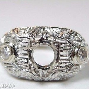 Antique 1920&#39;s Diamond 18K White Gold Filigree Art Deco Engagement Ring Setting Mounting Ring Size 6 | Setting Will Hold ~ 5 MM (.50 Carat)