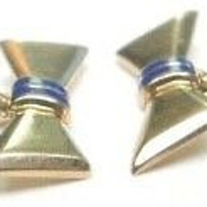 Antique Art Deco Vintage Estate Unisex Bow Tie Cufflinks 14K Yellow Gold Enamel image 3