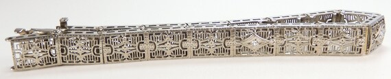 Antique Vintage Art Deco Diamond Filigree Bracele… - image 3