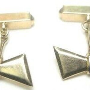 Antique Art Deco Vintage Estate Unisex Bow Tie Cufflinks 14K Yellow Gold Enamel image 1