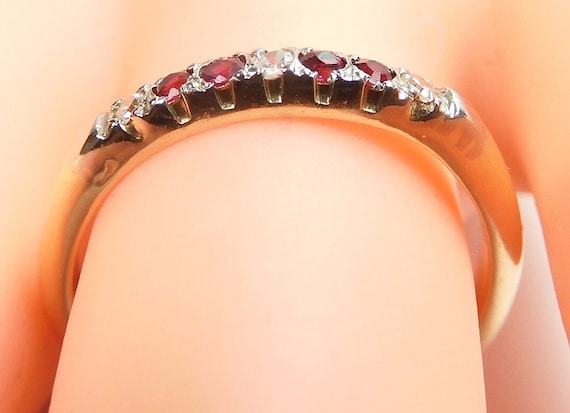 Antique Art Deco Vintage Ruby Diamond Wedding Ban… - image 3