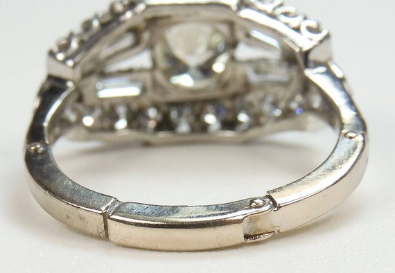 Antique 1920's Diamond Engagement Ring Platinum 1… - image 8